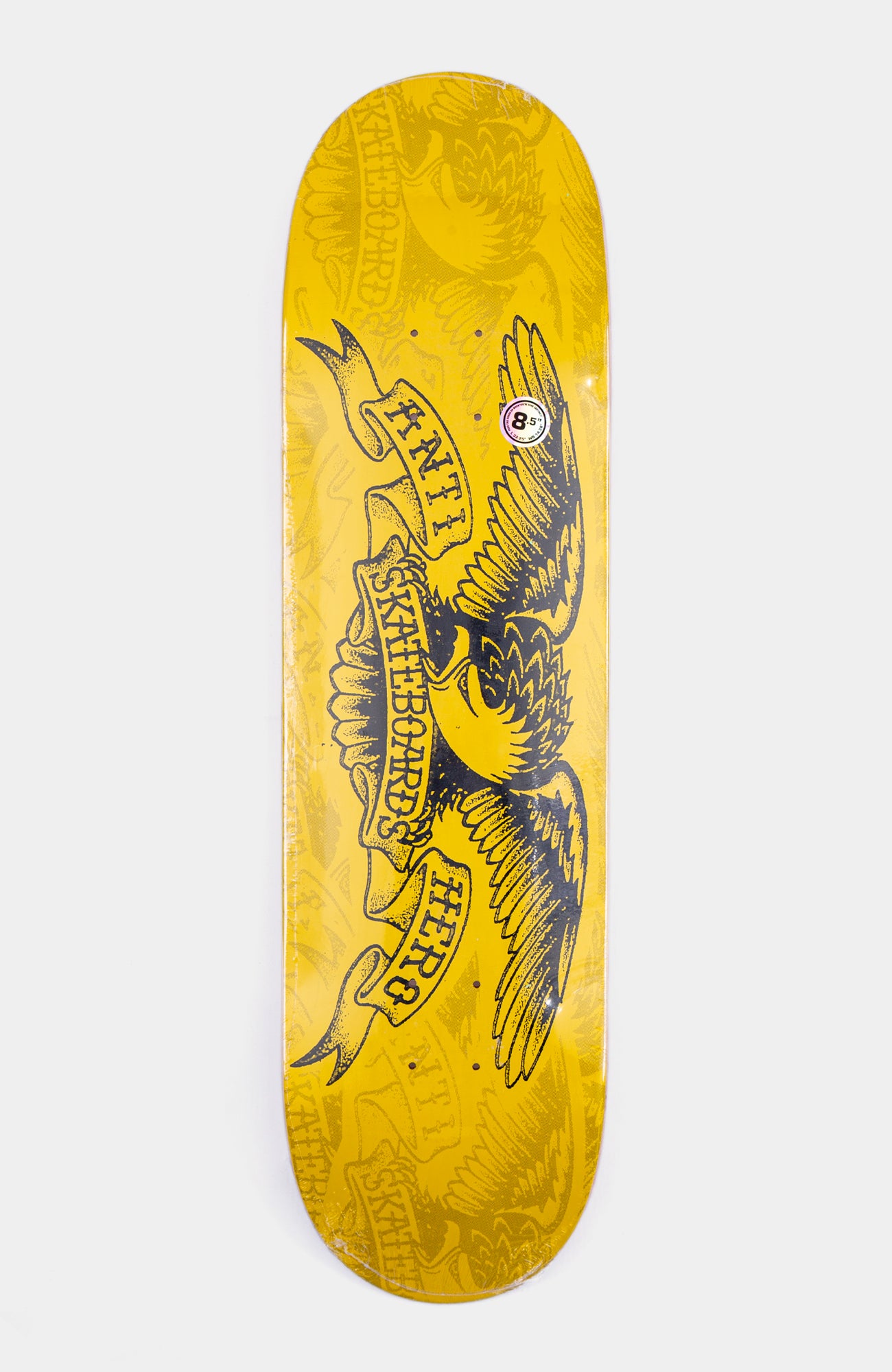 Gelbes 8.5 ich skateboard von Anti Hero mit Adler