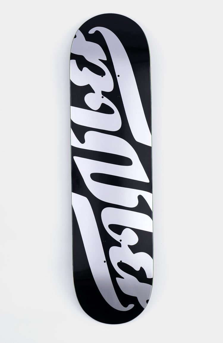 skateboard deck, schwarz silber, 8.25“