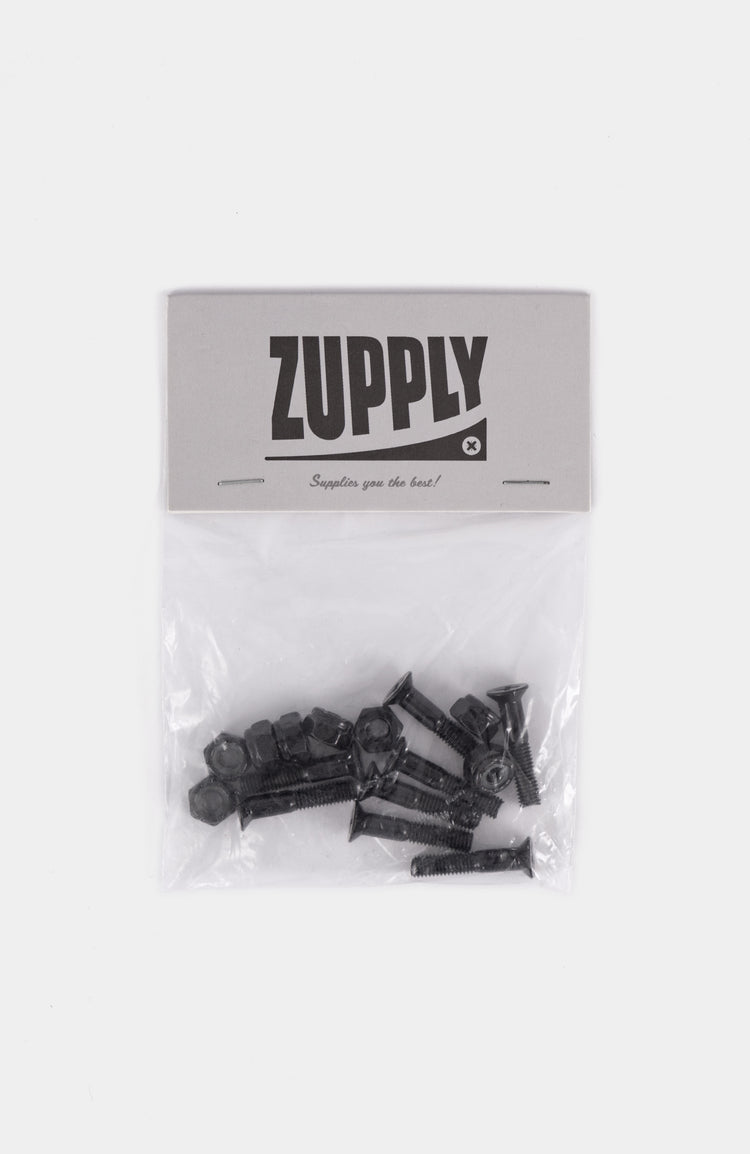 8 Kreuzschrauben für Skateboards in schwarz. Ein Set