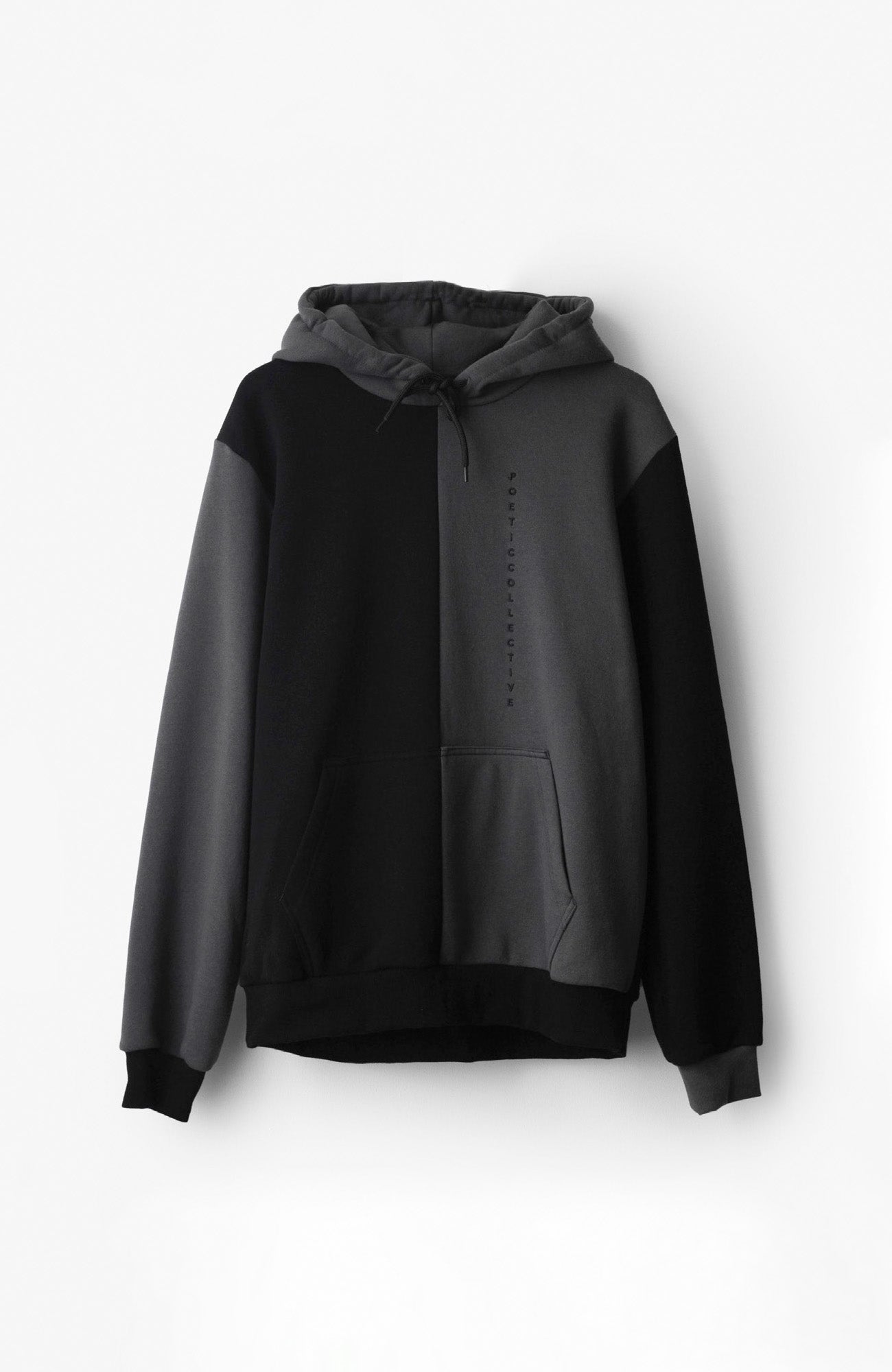 Block Color Hoodie Black Grey