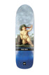 breites, blaues skateboard deck mit lustiger abbildung von einem baby das trinkt und pinkelt