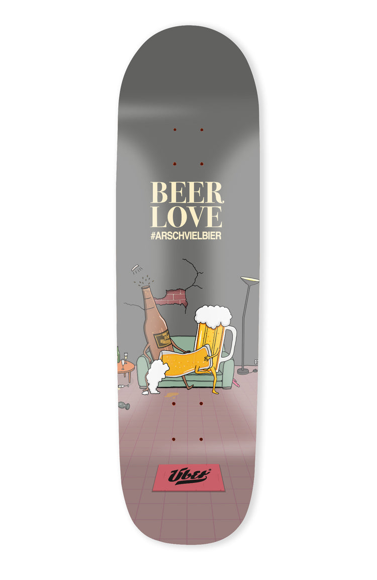 Breites Skateboard Deck mit lustigem Bier Design 