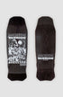 schwarzes special shape skateboard deck. pro board von Jake snelling. mit "Aggression session" Schriftzug auf der Ober und Unterseite. die Oberseite und Unterseite des decks ist nebeneinander auf weißem Hintergrund abgebildet.