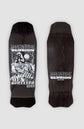 schwarzes special shape skateboard deck. pro board von Jake snelling. mit "Aggression session" Schriftzug auf der Ober und Unterseite. die Oberseite und Unterseite des decks ist nebeneinander auf weißem Hintergrund abgebildet.