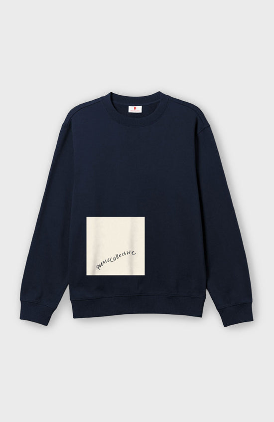 Square Flock Crewneck Sweater - Navy