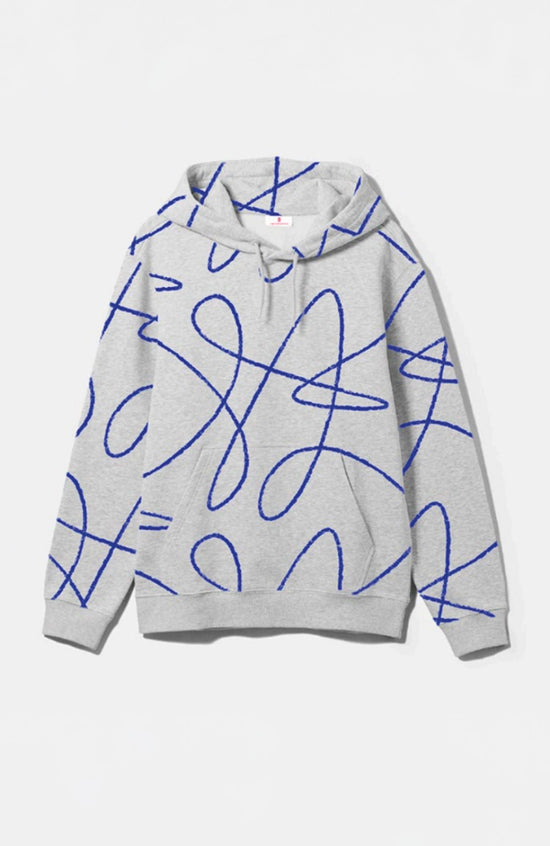 Doodle pattern Hoodie - Heather grey