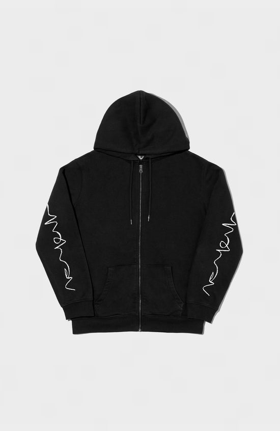 Crayon Arm Zip Hoodie - Black