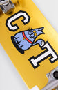 Closeup of cat skateboard graphic for kids