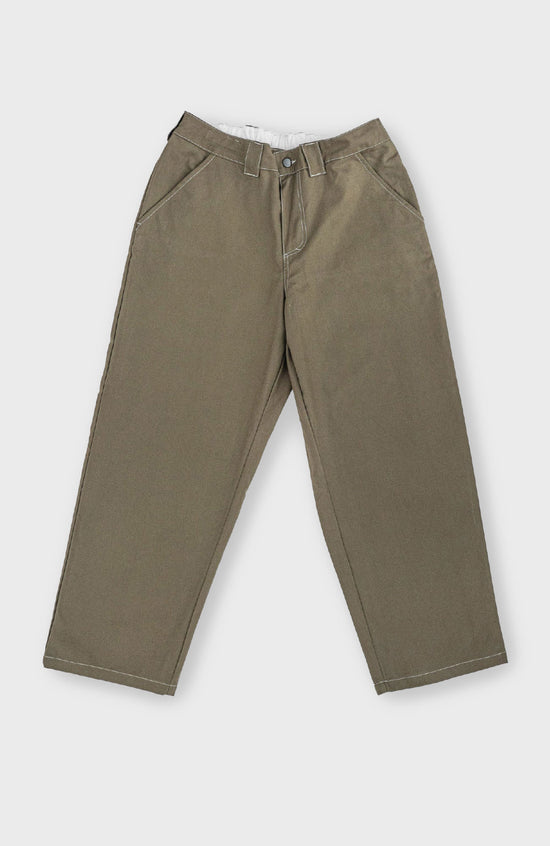 Poet Pant - Olive with White Seams