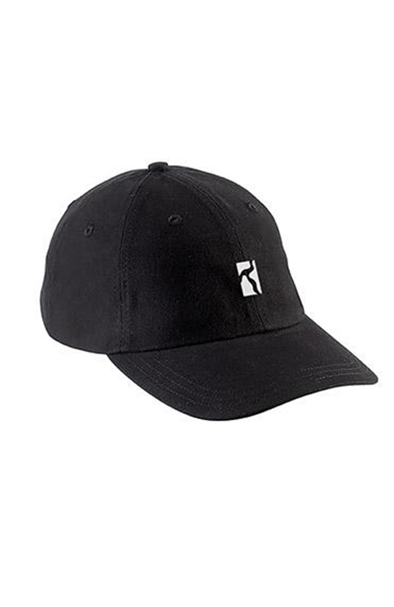 schwarze baseball cap mit gesticktem poetic collective logo in weiß 