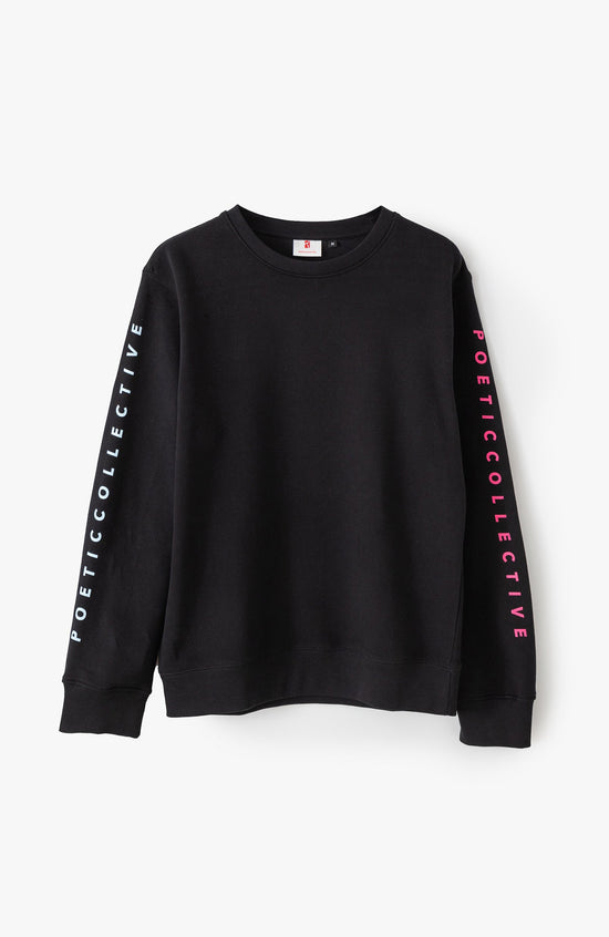 Sleeve Print Crewneck Black