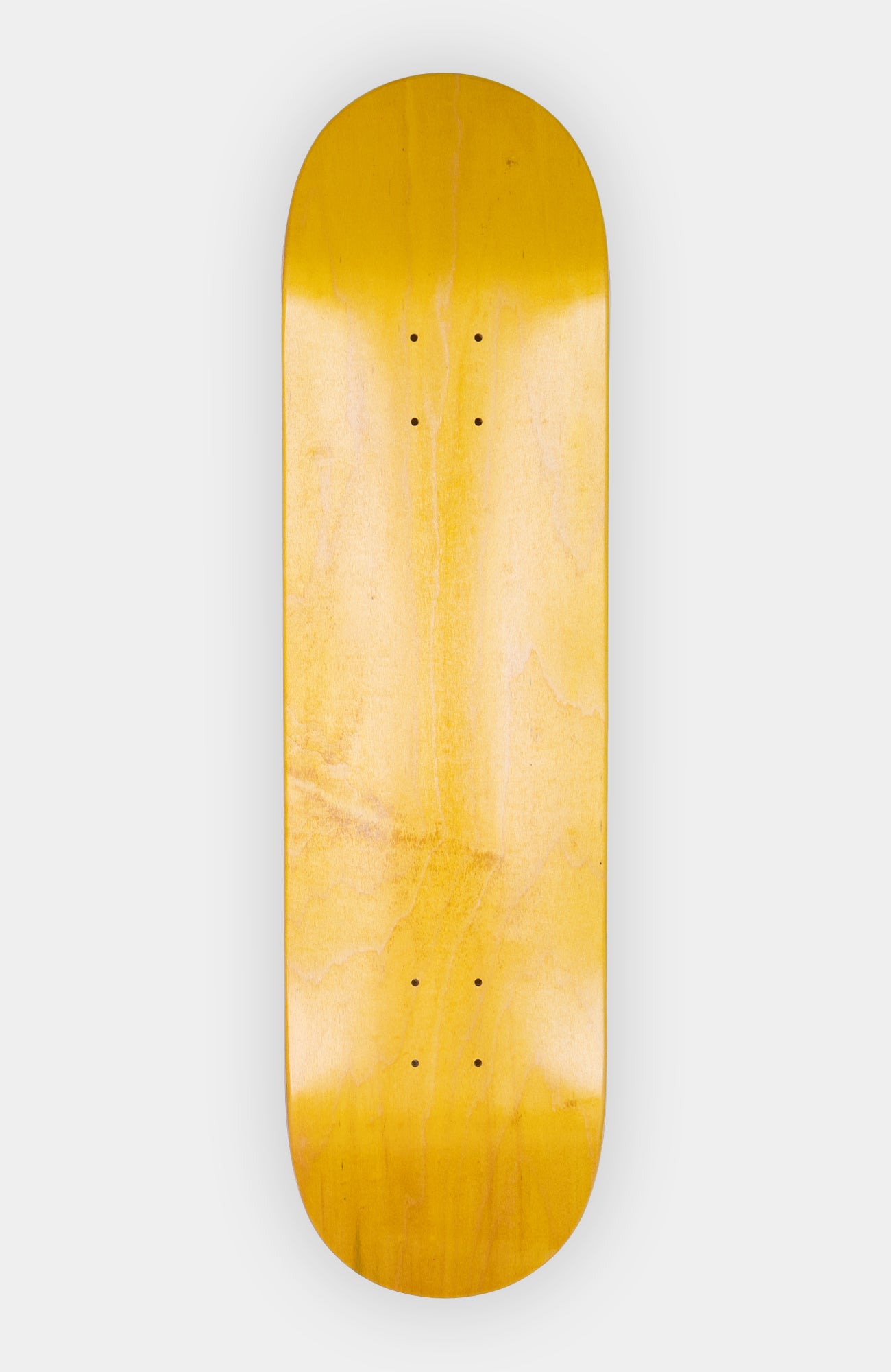 unterseite von einem popsicle skateboard deck. das deck ist 8.375“ breit, gelb gefärbt und liegt auf einem weißem Hintergrund.