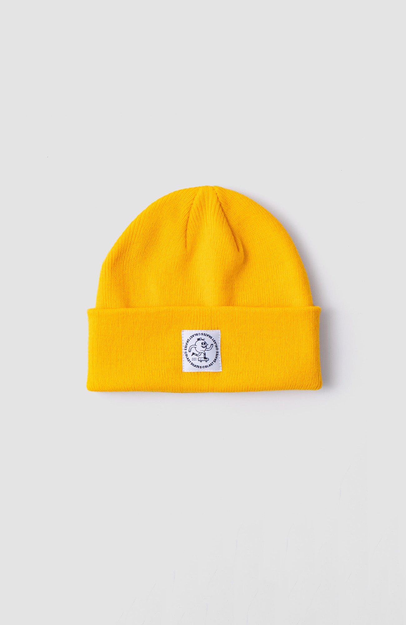 gelbe beanie mit weißem logo patch wie bei CARHARTT Mützen