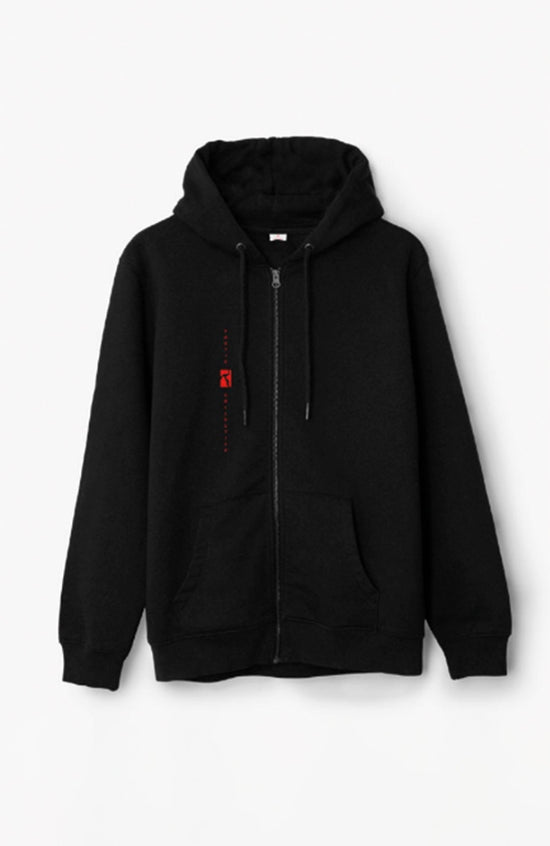 Zip Hoodie - Black / Red Embroidery