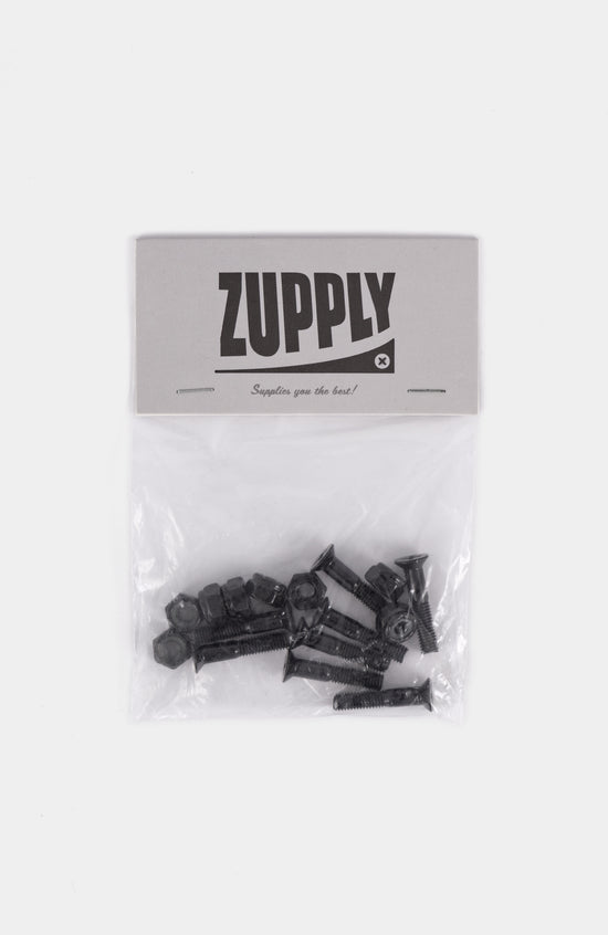 8 Kreuzschrauben für Skateboards in schwarz. Ein Set