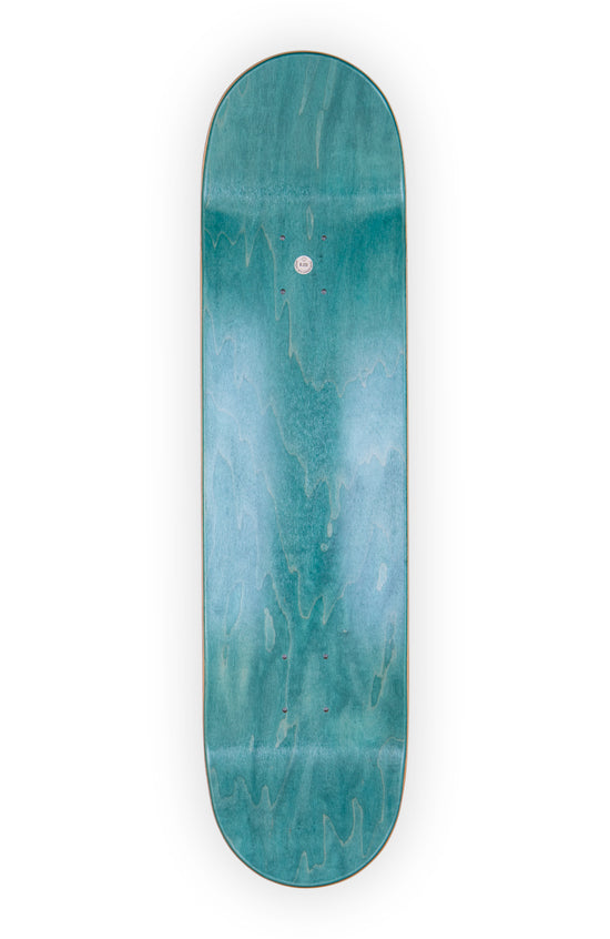 deep concave skateboard deck in grün blau, oberseite, 8.1“