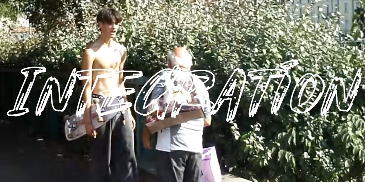 Laden Sie das Video: Mateallic Red and Blue Big Logo Skateboard Deck - Promo Clip