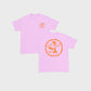 JUNIOR ROUND LOGO T-shirt PINK, kid sized - Orange print 