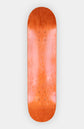 orangenes blank deck auf weißem Hintergrund. man sieht die Unterseite des 7.875 inch breiten skateboard decks