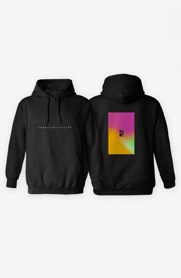 Black hoodie with writing on sleeves sales