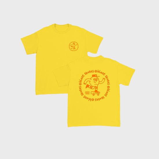 JUNIOR ROUND LOGO T-shirt YELLOW, kid sized - Orange print