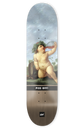 skateboard deck mit lustiger abbildung von einem baby das trinkt und pinkelt